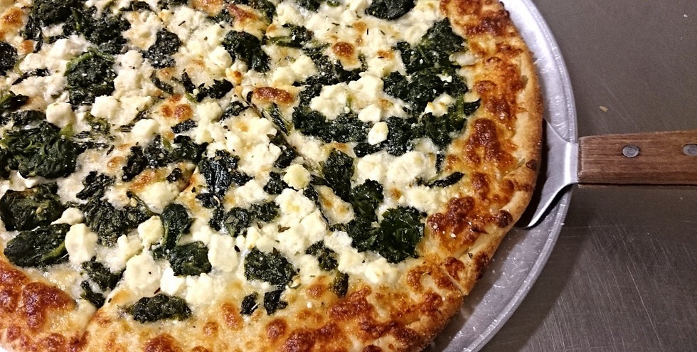 Spinach and Feta white pizza